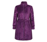 Enorsia Womens Supersoft Coral Fleece Zip Through Dressing Gown Luxurious Fluffy Robe with Funnel Neck, Adjustable Drawcord Waistband & Side Pockets (Purple,14)