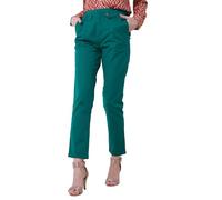 Enorsia Womens Tapered Leg Trousers - Adjustable Waist with Metal Popper Trendy Waist Belt Concealed Fly Front Fastening (8, Green)