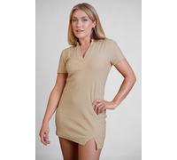 Enorsia Women's Textured Longline Polo | in Cream | Size: 14