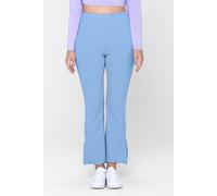 Enorsia Women's Textured Rib Side Slit Jersey Trousers in Blue | Size: 8 Enorsia Blue 8