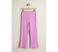 Enorsia Women's Textured Rib Side Slit Jersey Trousers in Pink | Size: 10