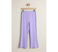 Enorsia Women's Textured Rib Side Slit Jersey Trousers in Purple | Size: 16
