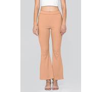 Enorsia Women's Textured Ribbed Flared Trousers in Orange | Size: 14 Enorsia Orange 14