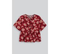 Enorsia Women's Tie Front Floral Short Sleeve Blouse In Red Red