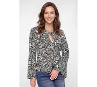 Enorsia Women's Tie Open Front Viscose Blouse in Black | Size: 18
