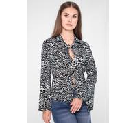 Enorsia Women's Tie Open Front Viscose Blouse in Black | Size: 18 Enorsia Black 18