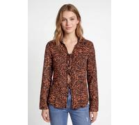 Enorsia Women's Tie Open Front Viscose Blouse in Orange | Size: 8