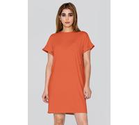 Enorsia Women's Turn-Up Sleeve Patch Lace Jersey Tops in Orange | Size: 12 Enorsia Orange 12