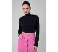 Enorsia Women's Turtleneck Crop Tops in Black | Size: 16