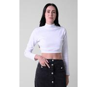 Enorsia Women's Turtleneck Crop Tops in White | Size: 16