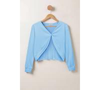 Enorsia Women's Twisted Front Pin Tuck Jersey Cropped Top in Blue | Size: 8