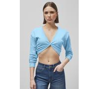 Enorsia Women's Twisted Front Pin Tuck Jersey Cropped Top in Blue | Size: 8 Enorsia Blue 8