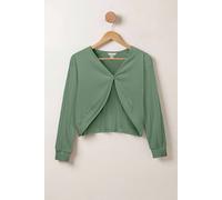 Enorsia Women's Twisted Front Pin Tuck Jersey Cropped Top in Green | Size: 16