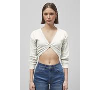 Enorsia Women's Twisted Front Pin Tuck Jersey Cropped Top in White | Size: 10 Enorsia White 10