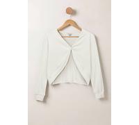 Enorsia Women's Twisted Front Pin Tuck Jersey Cropped Top in White | Size: 18