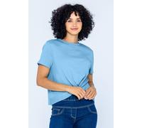 Enorsia Women's Twisted Hem Front T-Shirt in Blue | Size: 10