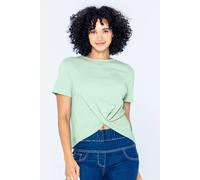 Enorsia Women's Twisted Hem Front T-Shirt in Green | Size: 8