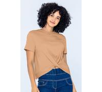 Enorsia Women's Twisted Hem Front T-Shirt in Orange | Size: 10