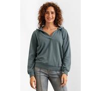Enorsia Women's V-Neck Drop Shoulder Hoodie in Green | Size: 16