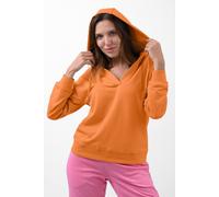 Enorsia Women's V-Neck Drop Shoulder Hoodie in Orange | Size: 10
