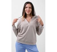 Enorsia Women's V-Neck Drop Shoulder Hoodie in Silver | Size: 8 Enorsia Silver 8