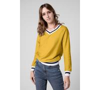 ENORSIA Womens V-Neck Herringbone effect sweatshirts - 18 - Yellow - 55% Cotton, 45% Polyester