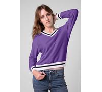 Enorsia Women's V-neck Stripe Detail Pullover in Purple | Size: 16 Enorsia Purple 16