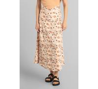 Enorsia Women's Viscose Linen High-Waisted Seam Details Skirts in Brown | Size: 12