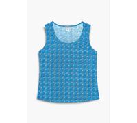Enorsia Women's Wave-Printed Basic Scope Neck Vest in Blue | Size: 10