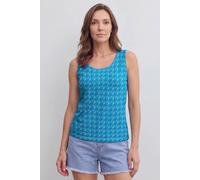 Enorsia Women's Wave-Printed Basic Scope Neck Vest in Blue | Size: 8