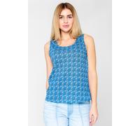 Enorsia Women's Wave-Printed Basic Scope Neck Vest in Blue | Size: 8 Enorsia Blue 8