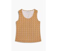 Enorsia Women's Wave-Printed Basic Scope Neck Vest in Orange | Size: 10