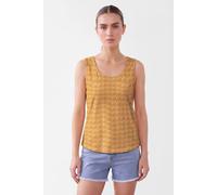 Enorsia Women's Wave-Printed Basic Scope Neck Vest in Orange | Size: 16