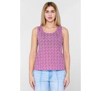 Enorsia Women's Wave-Printed Basic Scope Neck Vest in Pink | Size: 10 Enorsia Pink 10