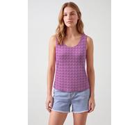 Enorsia Women's Wave-Printed Basic Scope Neck Vest in Pink | Size: 16