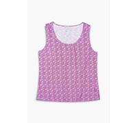 Enorsia Women's Wave-Printed Basic Scope Neck Vest in Pink | Size: 8