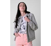 ENORSIA Womens White Stripe Pattern Cropped Jacket - 12 - White - 100% Cotton