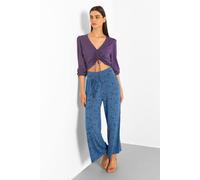 Enorsia Women's Womens Printed Wide Leg Ankle Grazer Trousers in Blue | Size: 14 Enorsia Blue 14