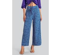 Enorsia Women's Womens Printed Wide Leg Ankle Grazer Trousers in Blue | Size: 8 Enorsia Blue 8