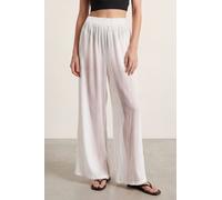 Enorsia Women's Women's Sheer Crepe Wide Leg Trouser in White | Size: 8 Enorsia White 8