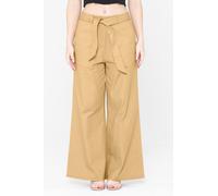 Enorsia Women's Woven Elastic Waist Wide Leg Trousers in Yellow | Size: 8