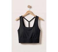 Enorsia Women's Y Back Body Fitted Cropped Vest in Black | Size: 16