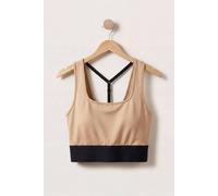 Enorsia Women's Y Back Body Fitted Cropped Vest in Cream | Size: 12