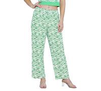Enorsia Womens Zebra Print Straight Leg Trousers with Elasticated Waist, Drawstring, Straight Fit, Allover Printed and Soft Fabric (Green, 12)