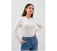 Enorsia Women's Zip Front Crew Neck T-Shirt in White | Size: 8 Enorsia White 8