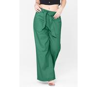 Enorsia Woven Elastic Waist Wide Leg Trousers In Green Green