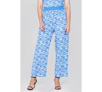 Enorsia Zebra Print Straight Leg Trousers In Blue Blue