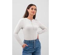 Enorsia Zip Front Crew Neck T-Shirt In White White