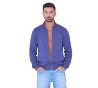 Enorsia Zip Through Varsity Bomber Jacket With Ribbed Cuffs And Hem, Long Sleeves And Zip Front (UK, Alpha, XXL, Regular, Regular, Blue)