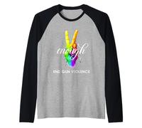 Enough End Gun Violence Wear Orange Hand Peace Sign Enough Raglan Baseball Tee
